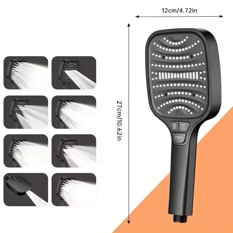 7 Modes Large Shower Head Adjustable One Key Stop Bathroom High-pressure Water-saving Shower Mixer Nozzles Bathroom Accessories