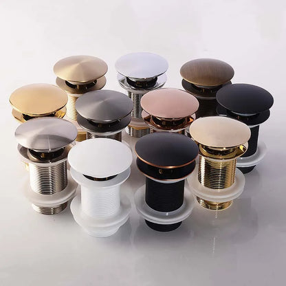 Bathroom Sink Push Down Pop Up Stopper Drain in Brushed Gold,Matt Black,White,Rose Gold,Gold,Chrome Washbasin Accessoires