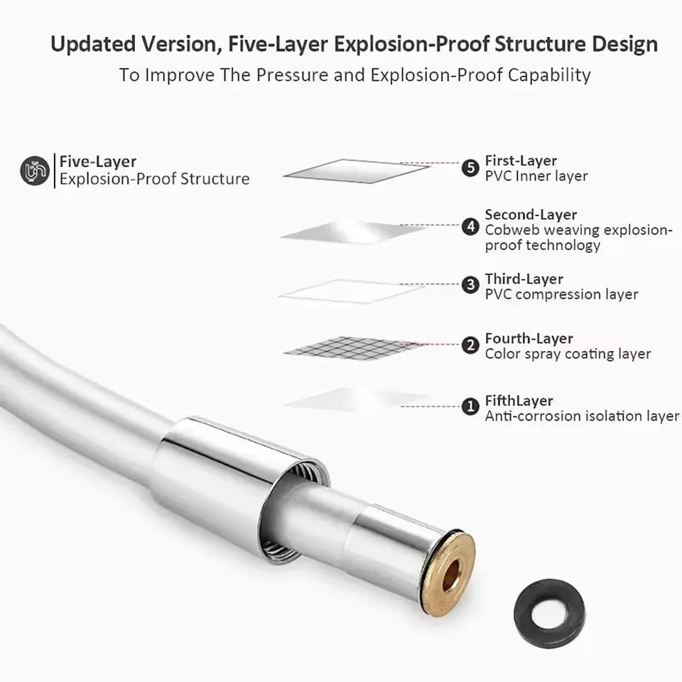 New 1.5/2/3m PVC Handheld Shower Head Hose Flexible Anti Winding Explosion-proof Water Tube Bathroom Faucet Hose Extension Pipe