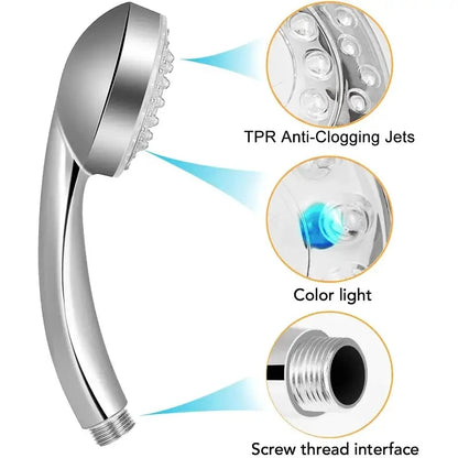 7 Colors Changing LED Shower Head Rainfall Shower Sprayer Water Saving Showerhead Bathroom Accessories Replacement Shower Head