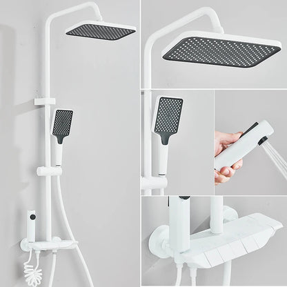 Smart Digital Display Shower Faucet Set Piano Style Rainlfall Bathroom System Grey Digital Mixer Tap Bidet Shower