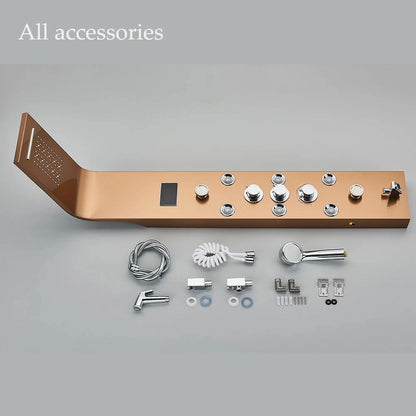 Wanmivezlo Shower Panel Column 6-Ways Functions LED Rain Waterfall Shower With Digital Display and Bidet Bath Shower Crane