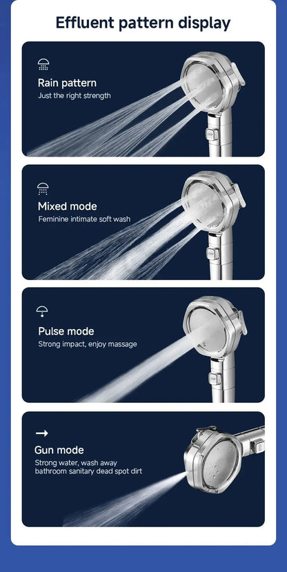 Hexagonal Pressurized Shower Head Four-speed Supercharged Hard ABS Fall-resistant Water Filter Bathroom Accessories