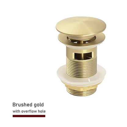 Bathroom Sink Push Down Pop Up Stopper Drain in Brushed Gold,Matt Black,White,Rose Gold,Gold,Chrome Washbasin Accessoires