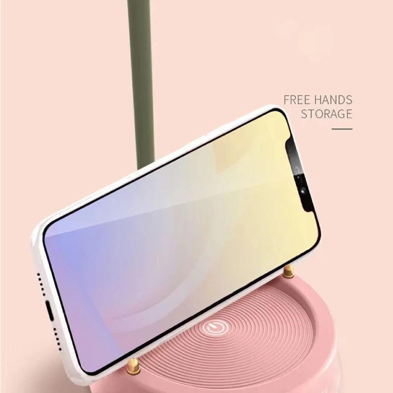 Pink Flower Cute Lamp LED Desk Lamp Table Light Adjustable Touch Rechargeable Battery Night Light for  Dorm Reading Table Light