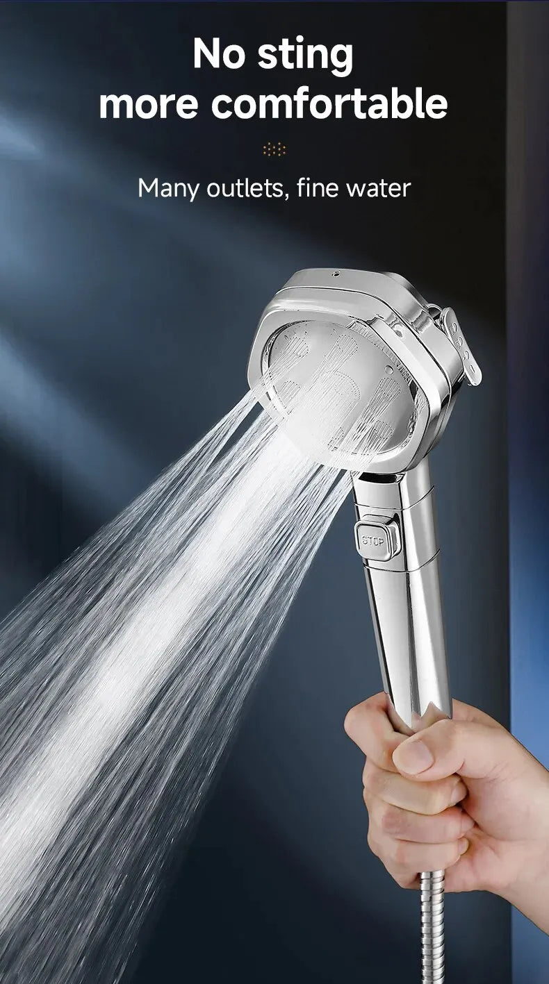 Hexagonal Pressurized Shower Head Four-speed Supercharged Hard ABS Fall-resistant Water Filter Bathroom Accessories