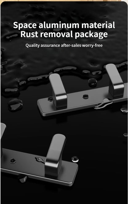 no drill Space Aluminum punch-free Kitchen Hook Bathroom Clothes Hooks Storage Rack Hook Door Wall Hanging Household Accessories