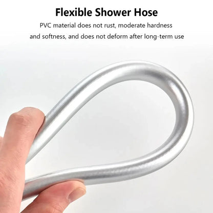 High Pressure Silver/Black Smooth PVC Bathroom Shower Hose 360° Rotation Flexible Hand Held Shower Head