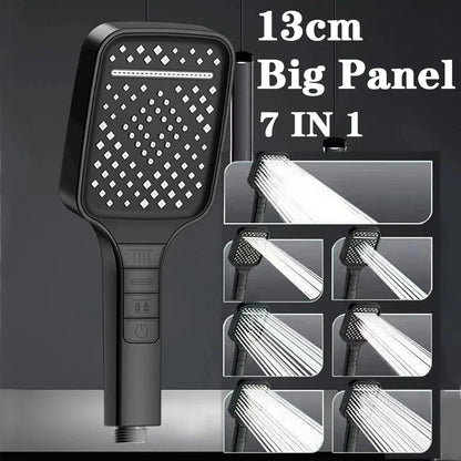 7 Modes Large Shower Head Adjustable One Key Stop Bathroom High-pressure Water-saving Shower Mixer Nozzles Bathroom Accessories
