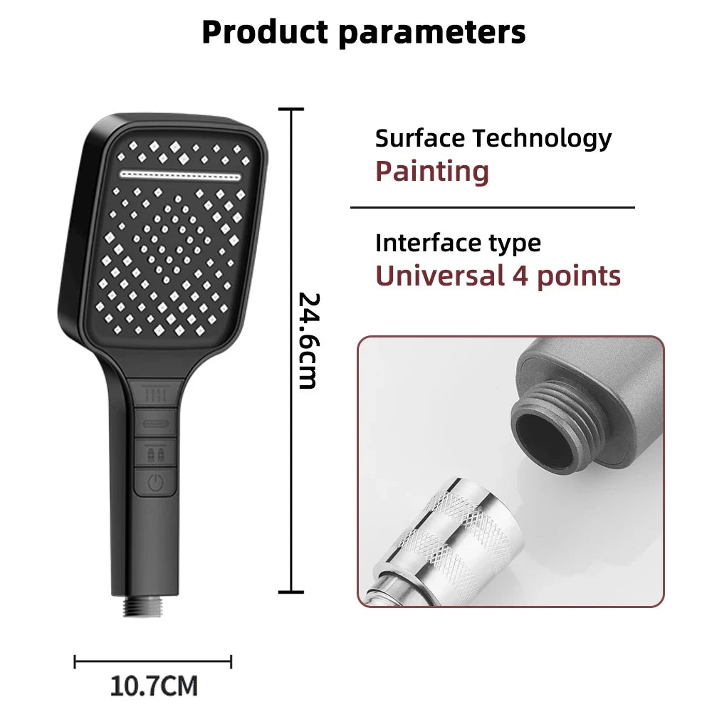 7 Modes Large Shower Head Adjustable One Key Stop Bathroom High-pressure Water-saving Shower Mixer Nozzles Bathroom Accessories