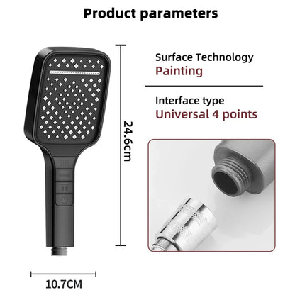7 Modes Large Shower Head Adjustable One Key Stop Bathroom High-pressure Water-saving Shower Mixer Nozzles Bathroom Accessories