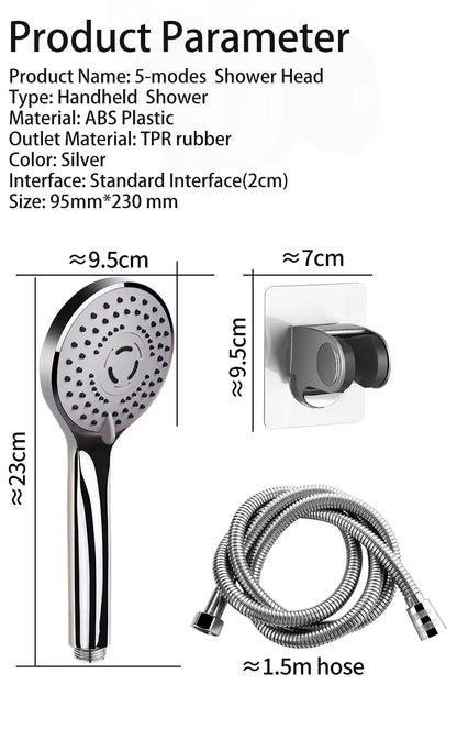 Bathroom Pressurized Hand Shower Package Accessories Shower Nozzle Large Water Output 5 Models Universal Adaptation Save Water
