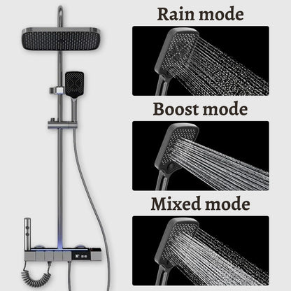 Digital Display Shower Faucet Set  Modern Style Rainfall Bathroom Digital Mixer Tap Grey Bidet Shower System