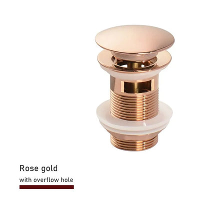 Bathroom Sink Push Down Pop Up Stopper Drain in Brushed Gold,Matt Black,White,Rose Gold,Gold,Chrome Washbasin Accessoires