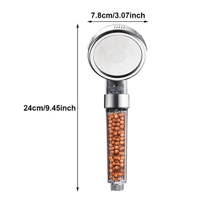 1PC ABS Filtered Shower Head Anti Limestone High-Pressure Water Saving Handheld Clear Showerheads with Filter Beads for Bathroom