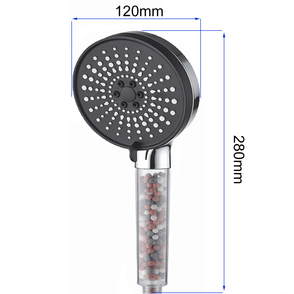 5-speed Water Adjustment Filter Shower Head High Pressure Negative Ion Hard Water Softening Shower Head Set