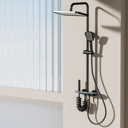 Smart Digital Display Shower System: LED Temperature Display, Copper Mixer Valve, Tempered Glass Panel & Rainfall Shower Set