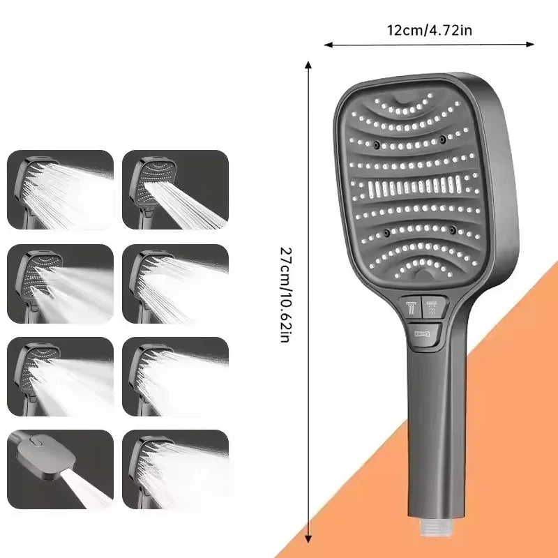 7 Modes Large Shower Head Adjustable One Key Stop Bathroom High-pressure Water-saving Shower Mixer Nozzles Bathroom Accessories