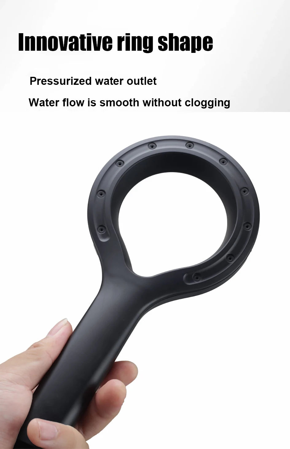 Ring-shaped water booster handheld shower head nozzle ABS large panel spray water-saving anti-blocking bathroom showerhead