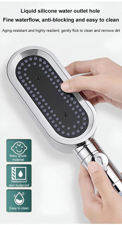 New High Pressure Shower Head 3 Modes Adjustable Spray with Massage Brush Filter Rain Shower Faucet Hose Bathroom Accessorie Set
