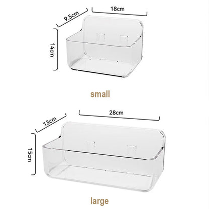 Wall Mounted Shower Shampoo Racks Shelves Organizer Non-drilling Removable Transparent PET Material Bathroom Storage Rack