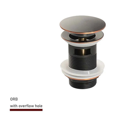 Bathroom Sink Push Down Pop Up Stopper Drain in Brushed Gold,Matt Black,White,Rose Gold,Gold,Chrome Washbasin Accessoires