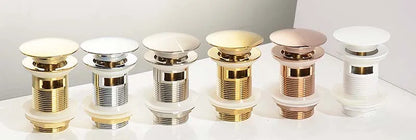 Bathroom Sink Push Down Pop Up Stopper Drain in Brushed Gold,Matt Black,White,Rose Gold,Gold,Chrome Washbasin Accessoires