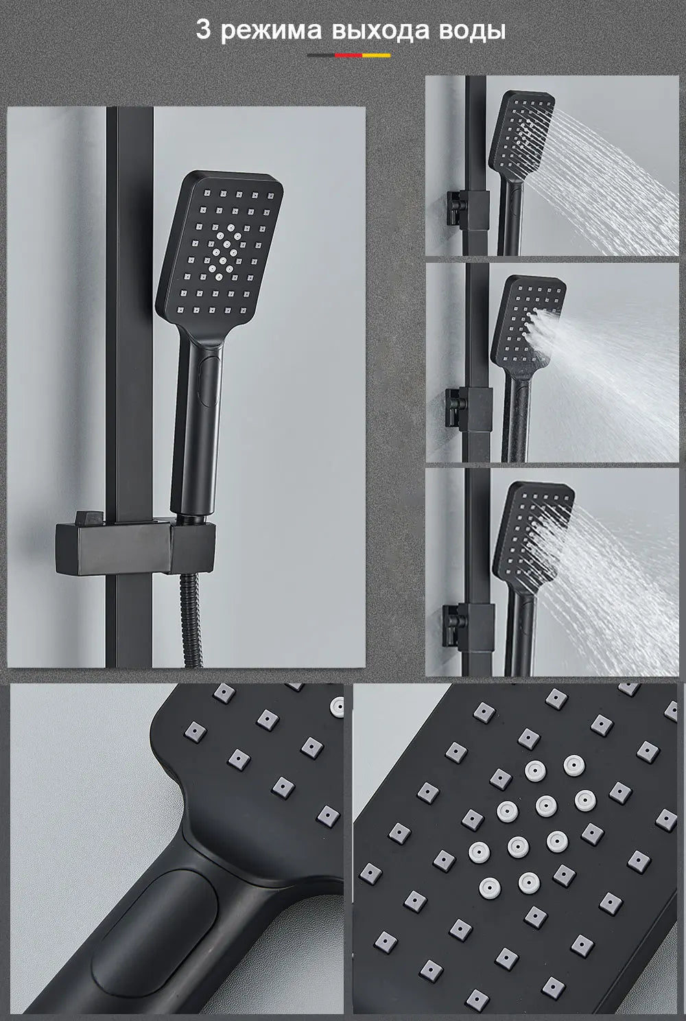 Black/Chrome Brass Shower Faucet Bathroom Shower Mixer Crane Rainfall Shower Set  For Bathroom