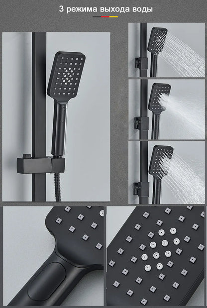 Black/Chrome Brass Shower Faucet Bathroom Shower Mixer Crane Rainfall Shower Set  For Bathroom