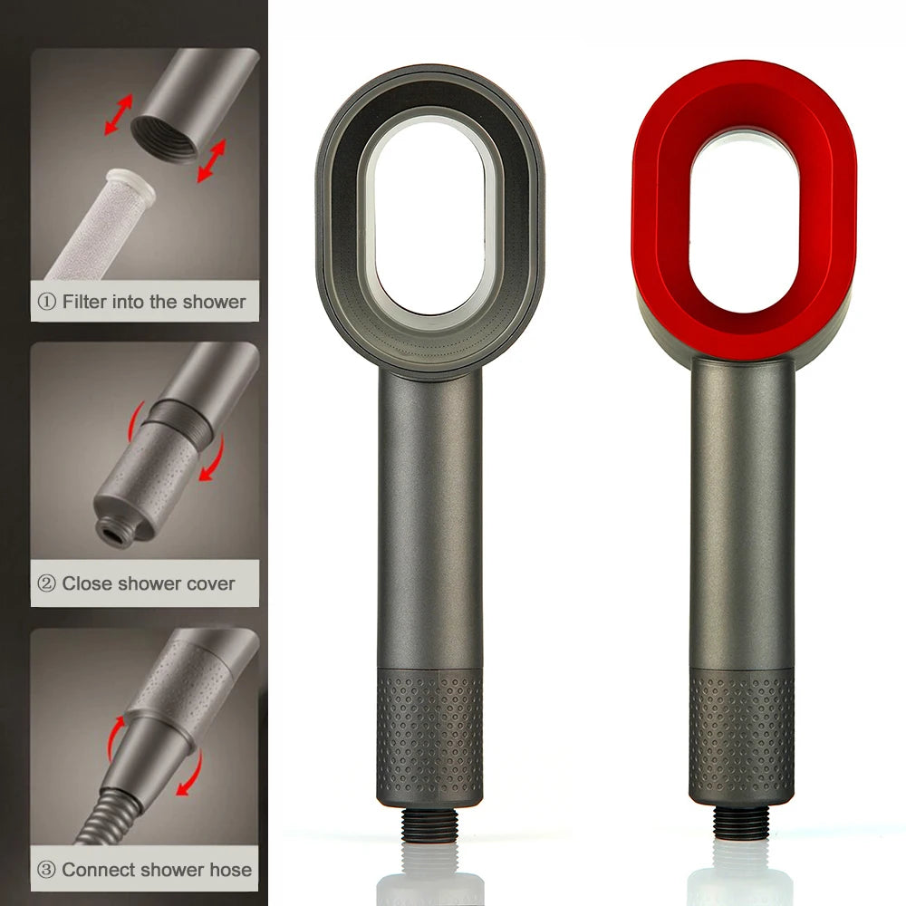 Handheld Shower Head ACF Filter High Pressure Water Saving Chlorine Removal Hard Water Purification Universal Showerhead