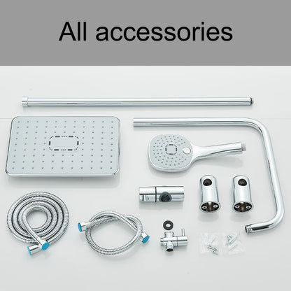 Chrome Bathroom Shower Faucet Set Wall Mounted Shower column Taps Rainfall Shower Mixer Crane