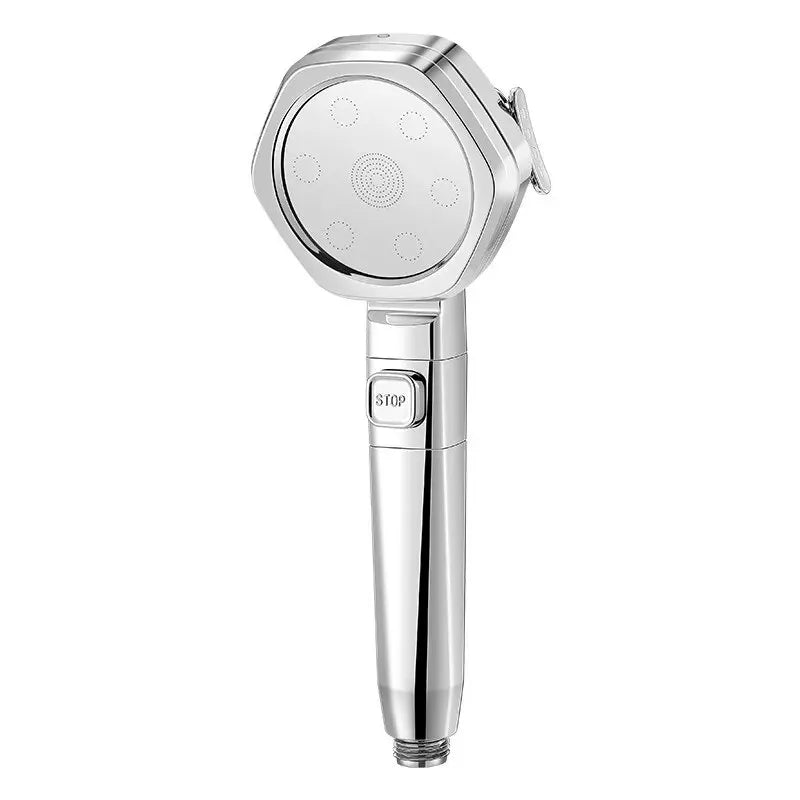 Hexagonal Pressurized Shower Head Four-speed Supercharged Hard ABS Fall-resistant Water Filter Bathroom Accessories