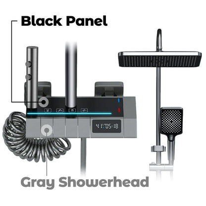 Digital Display Shower Faucet Set  Modern Style Rainfall Bathroom Digital Mixer Tap Grey Bidet Shower System