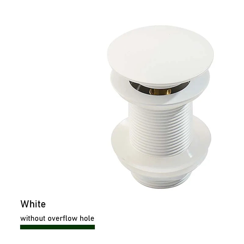 Bathroom Sink Push Down Pop Up Stopper Drain in Brushed Gold,Matt Black,White,Rose Gold,Gold,Chrome Washbasin Accessoires