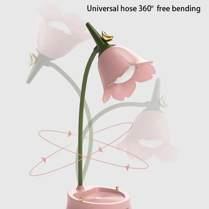 Pink Flower Cute Lamp LED Desk Lamp Table Light Adjustable Touch Rechargeable Battery Night Light for  Dorm Reading Table Light