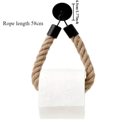 Retro Hemp RopeToilet Roll Paper Holders Punchless Wall Mounted Rack Washroom Decor Tissue Holder Bathroom Storage Accessories