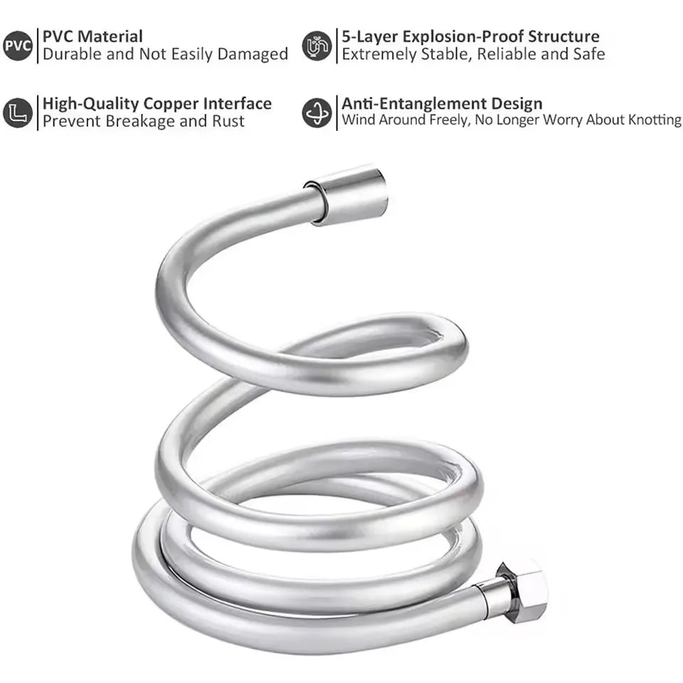 New 1.5/2/3m PVC Handheld Shower Head Hose Flexible Anti Winding Explosion-proof Water Tube Bathroom Faucet Hose Extension Pipe