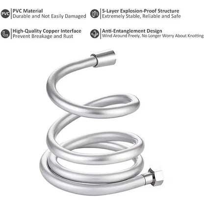 New 1.5/2/3m PVC Handheld Shower Head Hose Flexible Anti Winding Explosion-proof Water Tube Bathroom Faucet Hose Extension Pipe