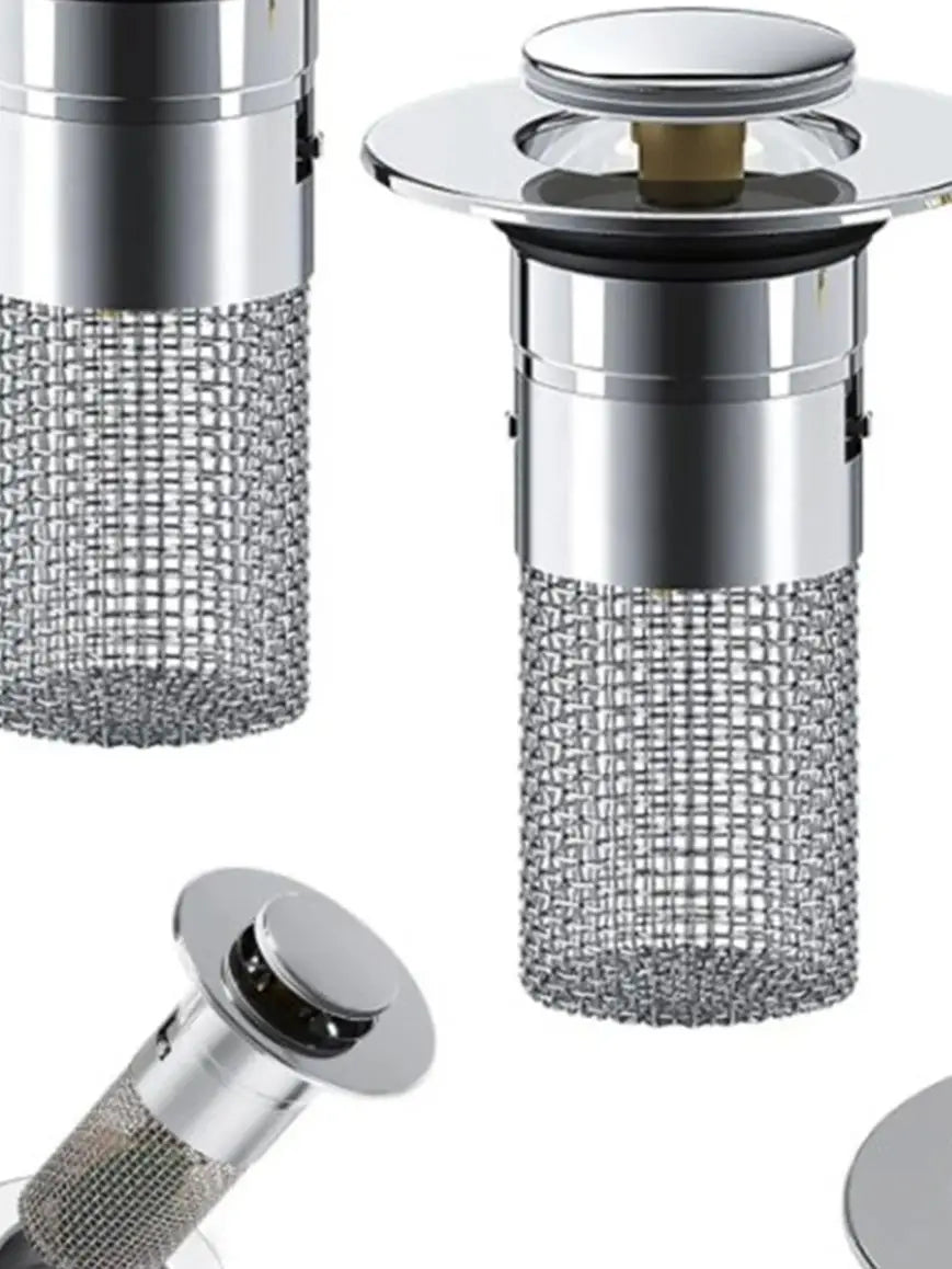 Bathroom Sink Plug Stopper Stainless Steel Filter Basket Sink Drain Hair Catcher for Washroom Restroom Kitchen
