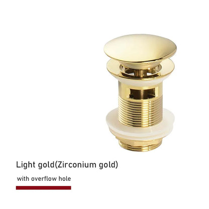 Bathroom Sink Push Down Pop Up Stopper Drain in Brushed Gold,Matt Black,White,Rose Gold,Gold,Chrome Washbasin Accessoires