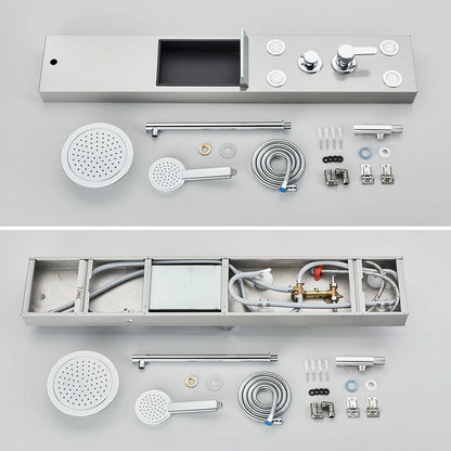 Brushed Nickel Shower Panel Column Rain&Waterfall Shower Head  Massage Jets Hot and Cold Mixer Tap Bathroom Shower Faucet
