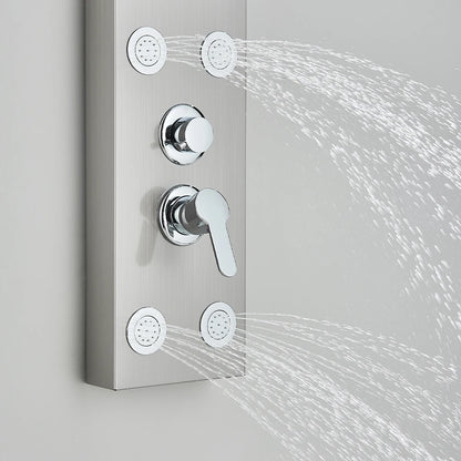 Brushed Nickel Shower Panel Column Rain&Waterfall Shower Head  Massage Jets Hot and Cold Mixer Tap Bathroom Shower Faucet
