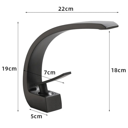 Basin Faucet Modern Bathroom Mixer Tap Black/Gold Wash basin Faucet Single Handle Hot and Cold Waterfall Faucet