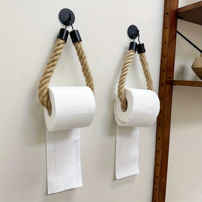 Retro Hemp RopeToilet Roll Paper Holders Punchless Wall Mounted Rack Washroom Decor Tissue Holder Bathroom Storage Accessories