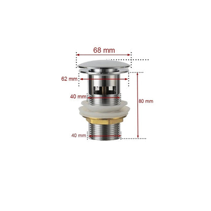 Bathroom Sink Push Down Pop Up Stopper Drain in Brushed Gold,Matt Black,White,Rose Gold,Gold,Chrome Washbasin Accessoires