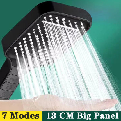 7 Modes Large Shower Head Adjustable One Key Stop Bathroom High-pressure Water-saving Shower Mixer Nozzles Bathroom Accessories
