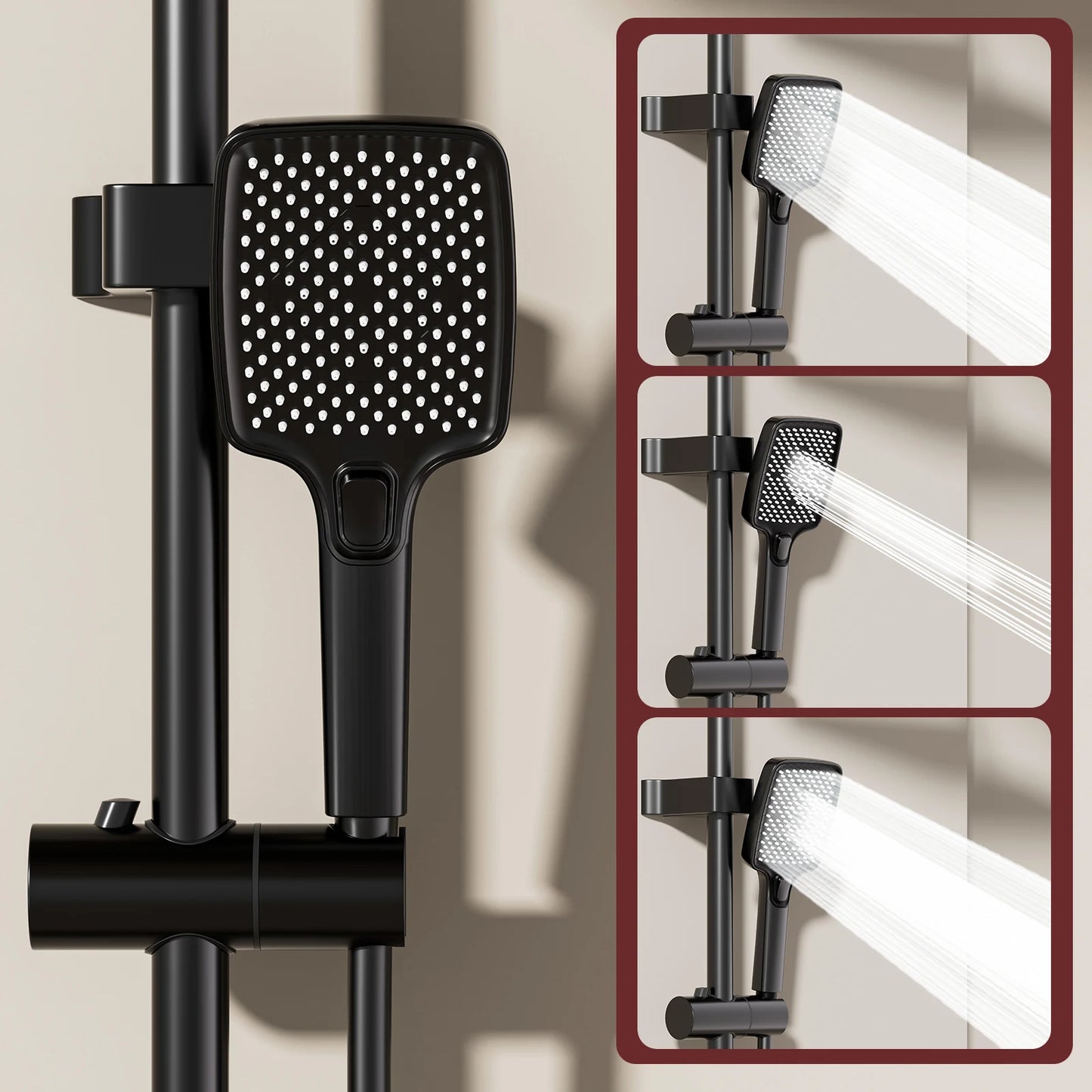 Smart Digital Display Shower System: LED Temperature Display, Copper Mixer Valve, Tempered Glass Panel & Rainfall Shower Set