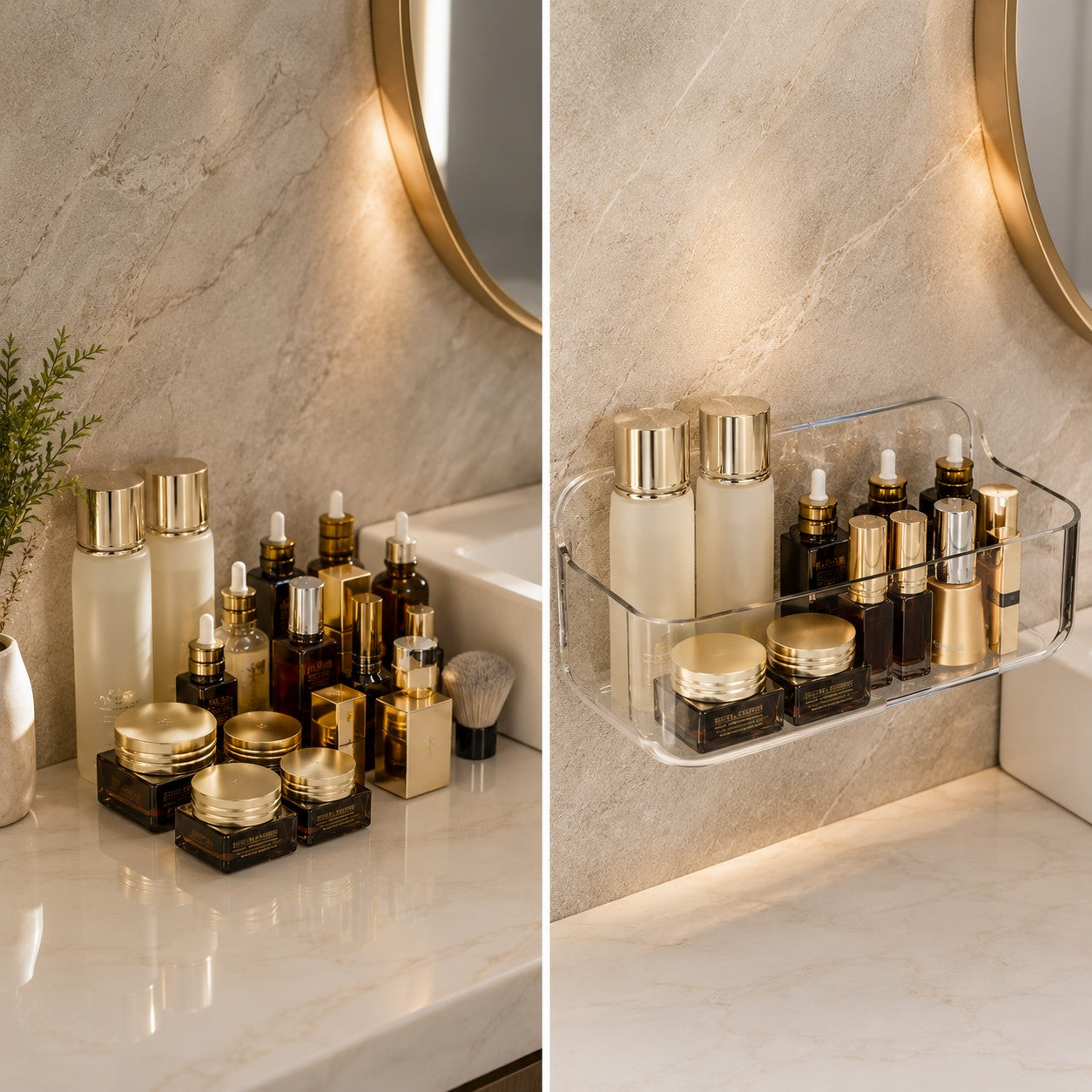 Rangement mural transparent pour salle de bain moderne
